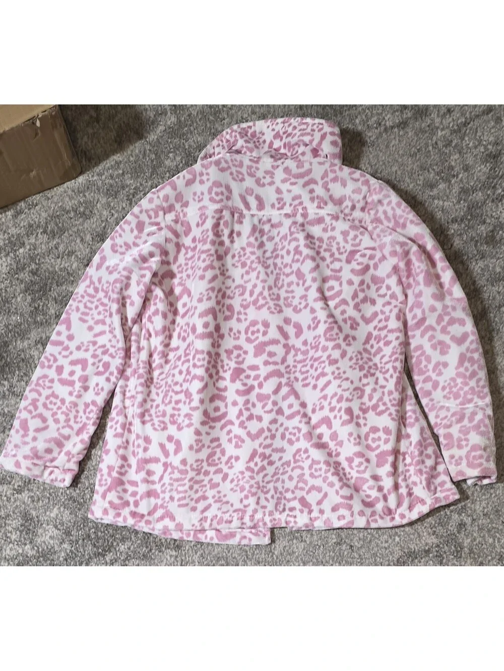 Youth Girls 7-8 Pink & White Leoard Jacket Satin Lined Double Button Super Soft